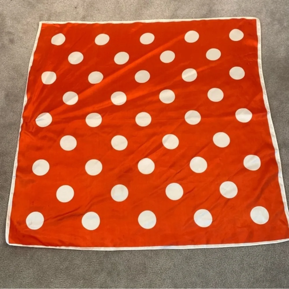 Vintage orange and white square scarf polka dot